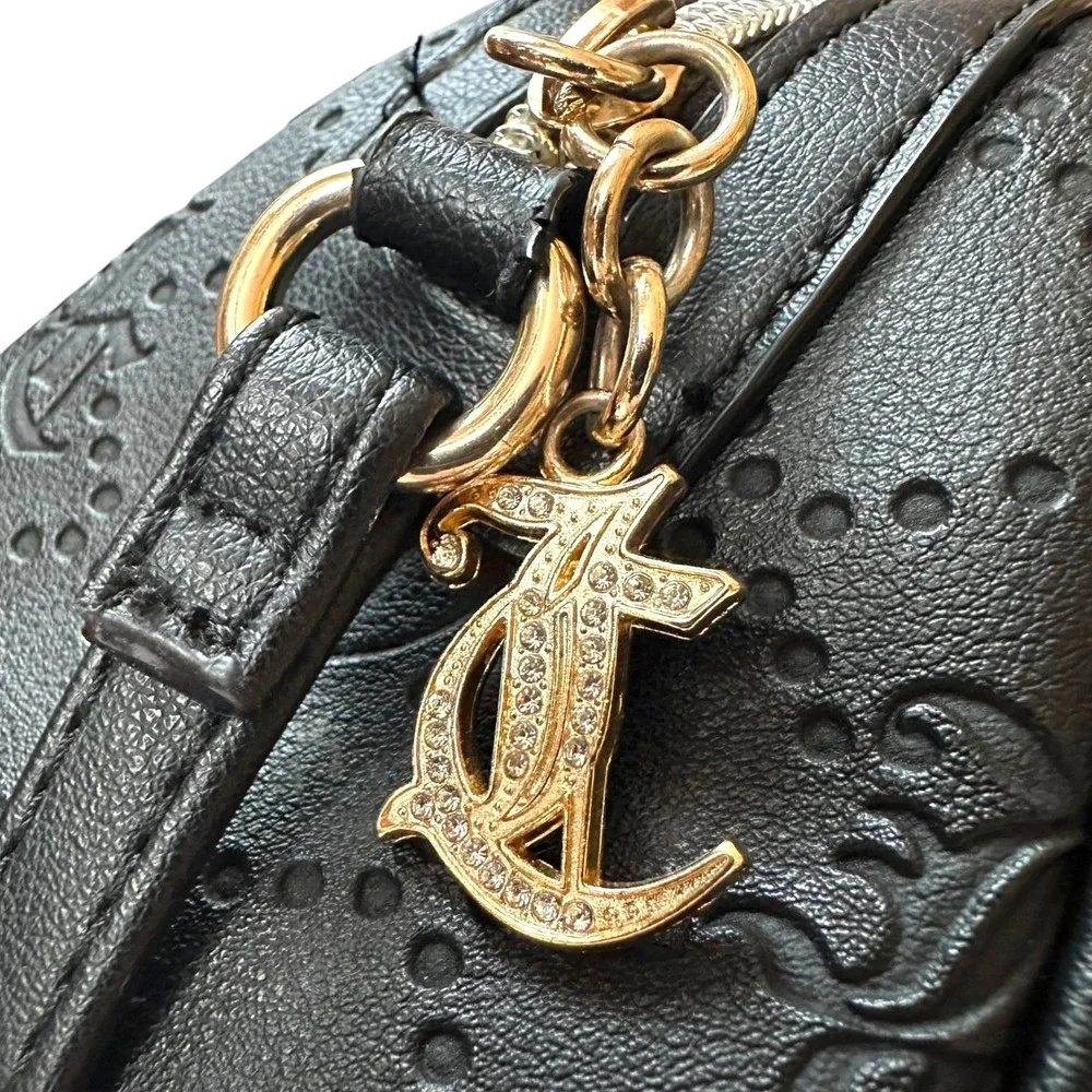 Juicy Couture Satchel Women OS Black Rhinestone Logo Monogram Y2K Crossbody Bag